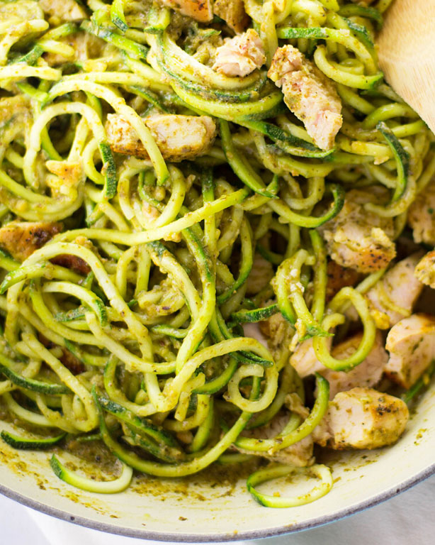 Chicken Pesto With Zucchini Noodles Team Evolve